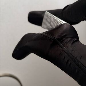 ASOS Black Over-the-Knee Boots with Silver Heels